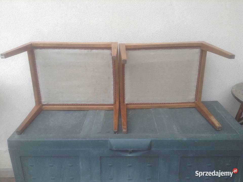 Zestaw 2 drewnianych taboretów tapicerowanych opolskie Opole