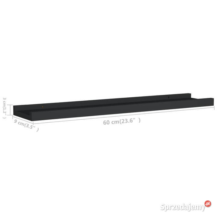Półki ścienne na zdjęcia 2 czarne 60x9x3 MDF Warszawa