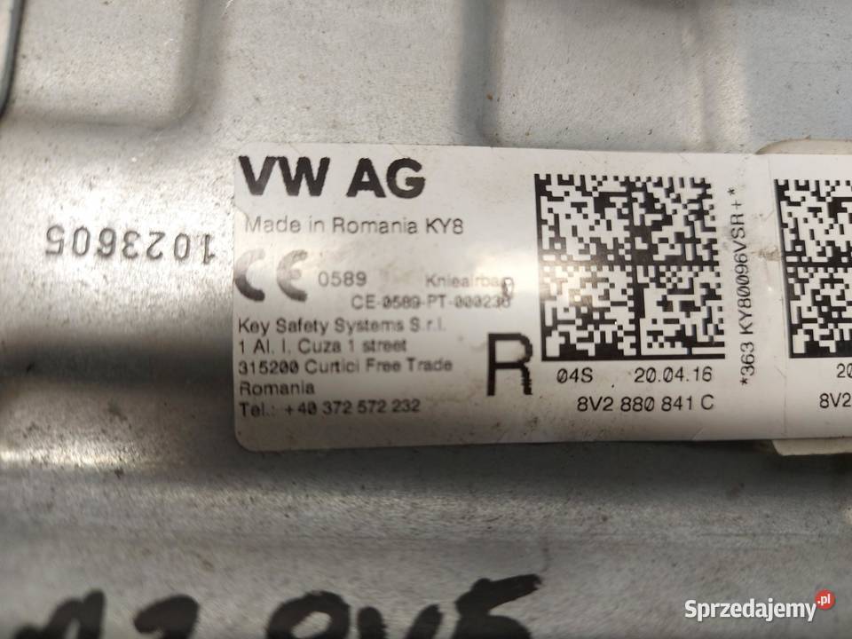 AUDI A3 8V Poduszka powietrzna Airbag kolanowa