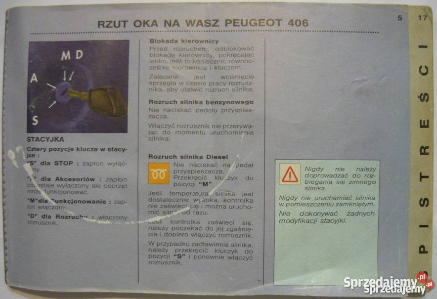 INSTRUKCJA OBSŁUGI PEUGEOT 406 Radom