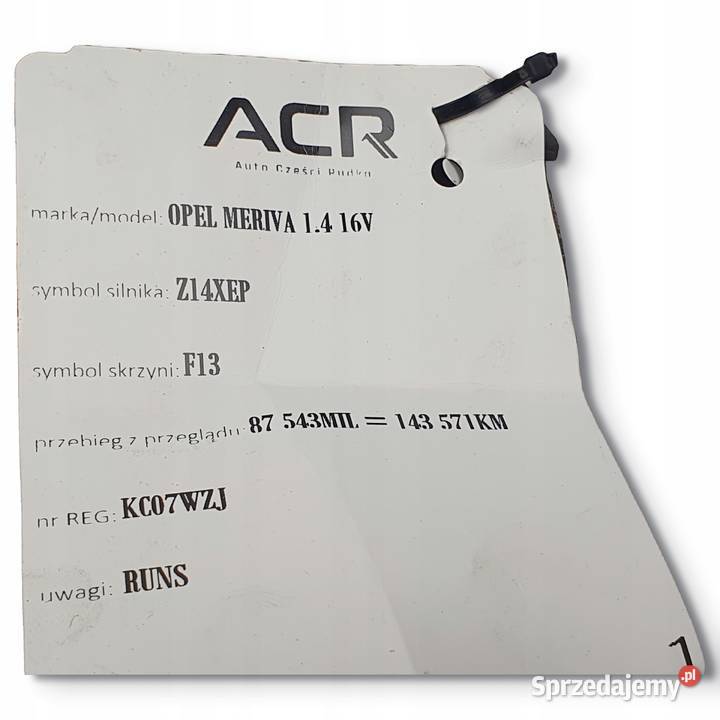 ROZRUSZNIK Opel Meriva A 14 16V bosch 0001107408 Chełm sprzedam