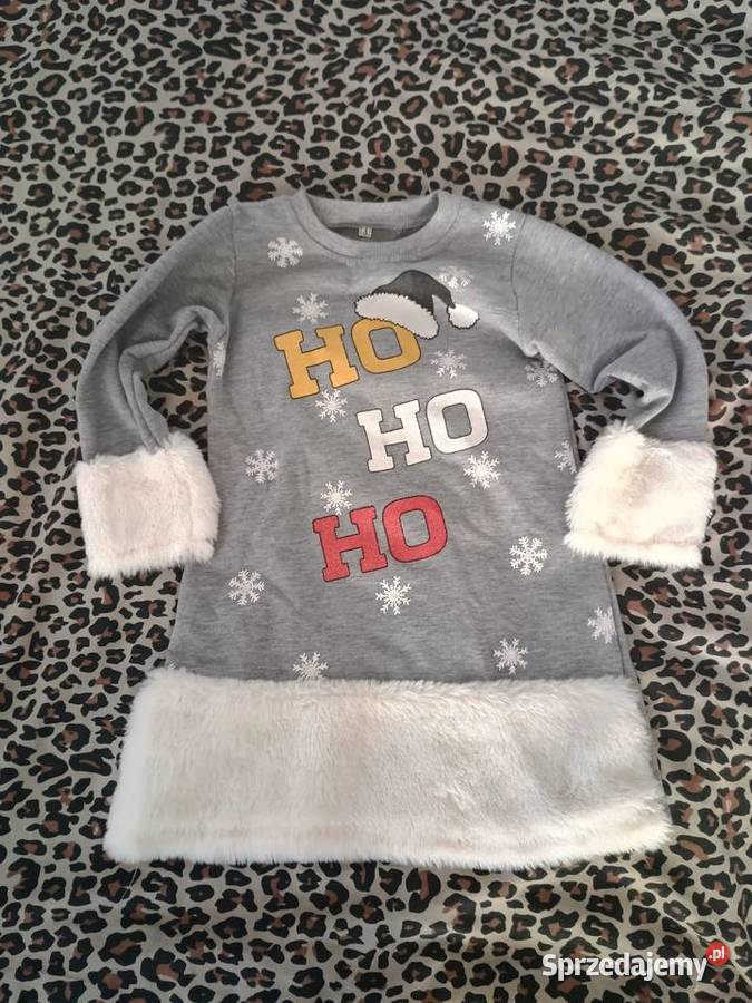 Świąteczna szara sukienka dziewczynki z napisem Sukienki i spódniczki Strzelce Krajeńskie