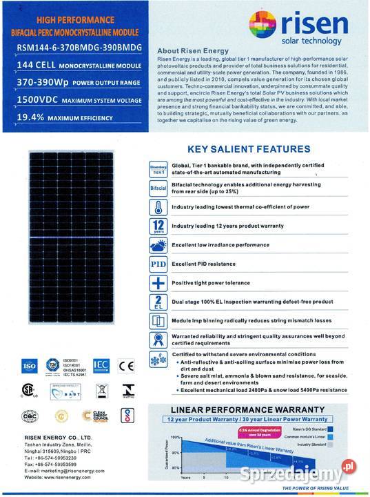panel fotowoltaiczny solar 380W MONO panel Rawa Mazowiecka