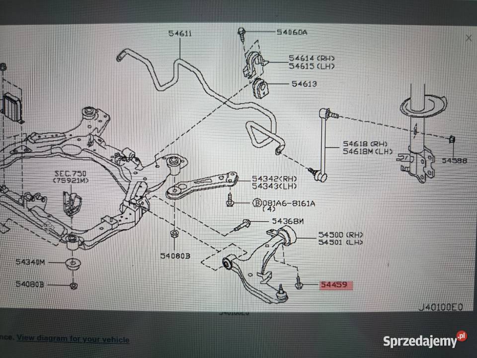 Śruba wahacza przedniego Nissan Murano oryginał Tczew sprzedam