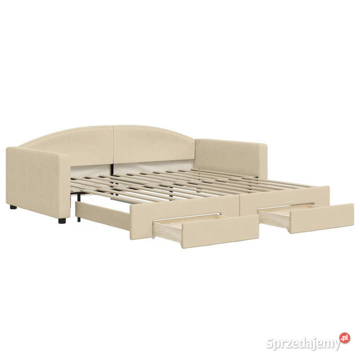 Sofa rozsuwana z szufladami kremowa tkanina Łóżka mazowieckie Warszawa