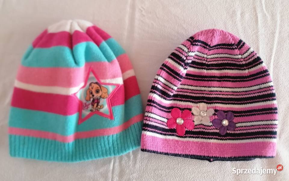 Dwie różowe czapeczki rozmiar 8692Jedna gładka łódzkie Łódź