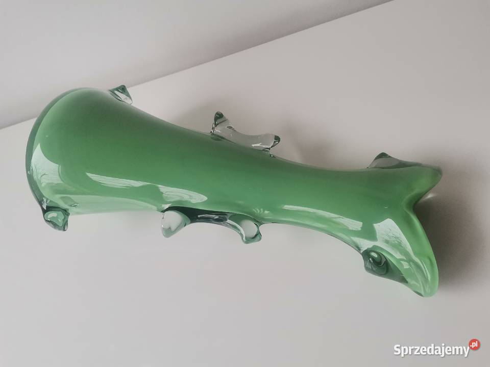 Stary zielony wazon Płetwa Rekina huta Tarnowiec Porcelana i szkło Katowice sprzedam