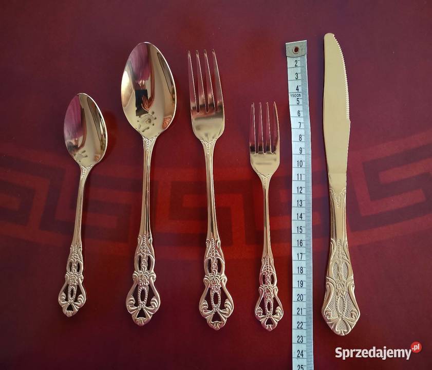 Zestaw 30 złotych sztućców