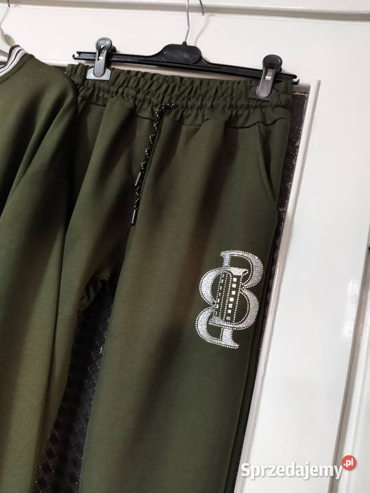 Nowy stylowy bawełniany komplet dres zielony
