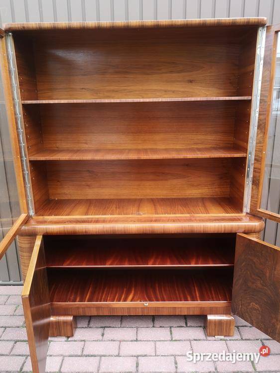 Witryna Biblioteka ARTDECO Orzech Zgrabna Stara Swarzędz