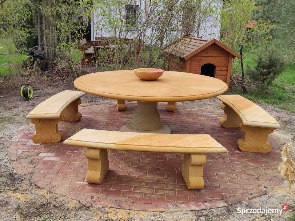 Piękny komplet ogrodowy z piaskowca kamień Kamienna Góra