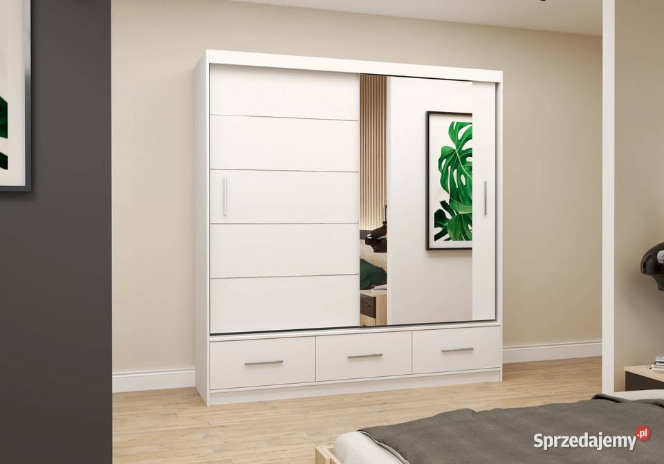Szafa sypialniana 203 Biała Czarna Szara Lustro Katowice