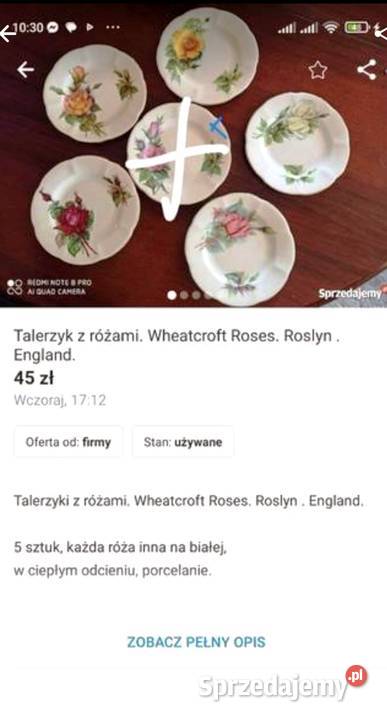 Angielska porcelana kostna ROSLYN łódzkie