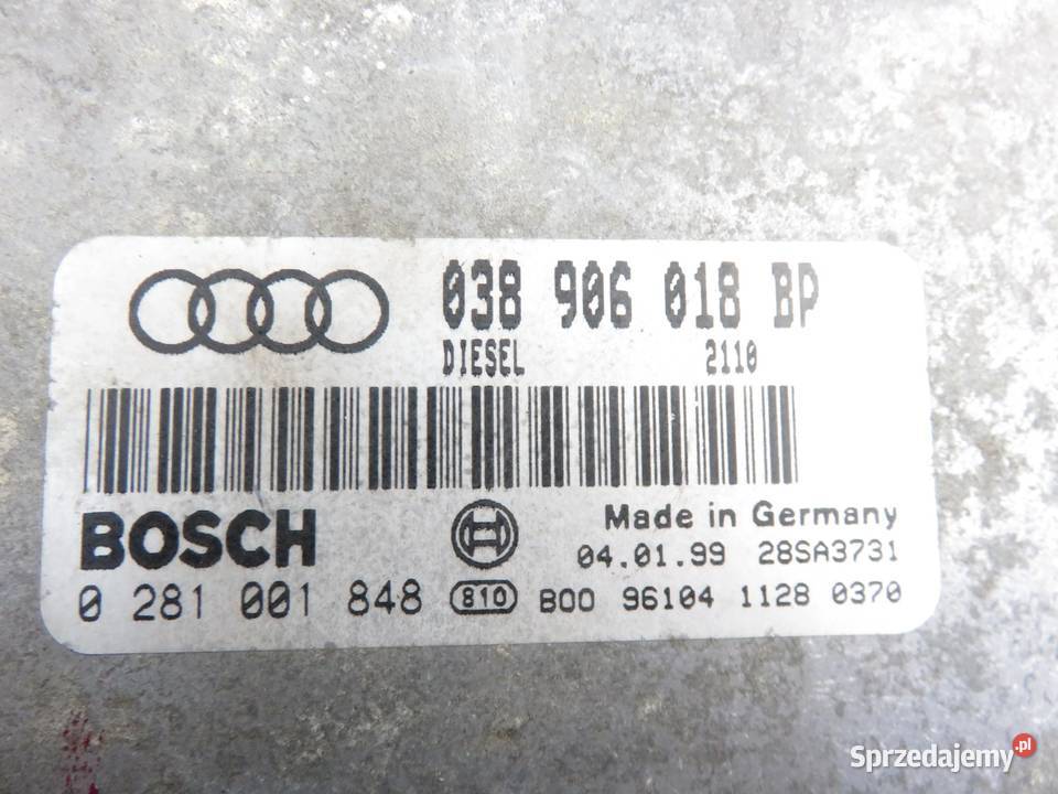 STEROWNIK A3 8L 19 TDI 038906018BP 0281001848 Komputery