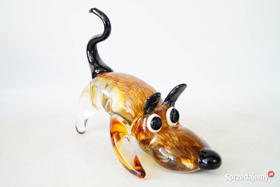Figura szklana figura Murano style pies piesek Gizałki