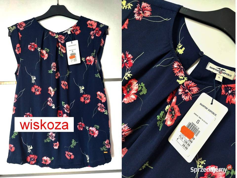 Bluzka granatowa kwiaty S 36 Hampton Republic Warszawa