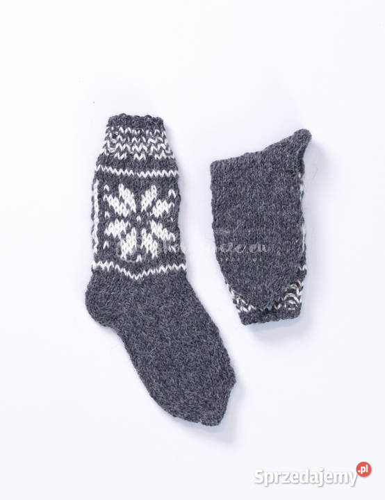 Wełniane skarpetki z góralskim wzorem gwiazdy Szaflary