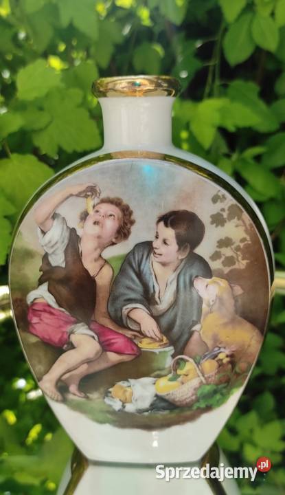 ANTYCZNA PORCELANOWA BUTLA WAZON zdobiona łódzkie Pabianice