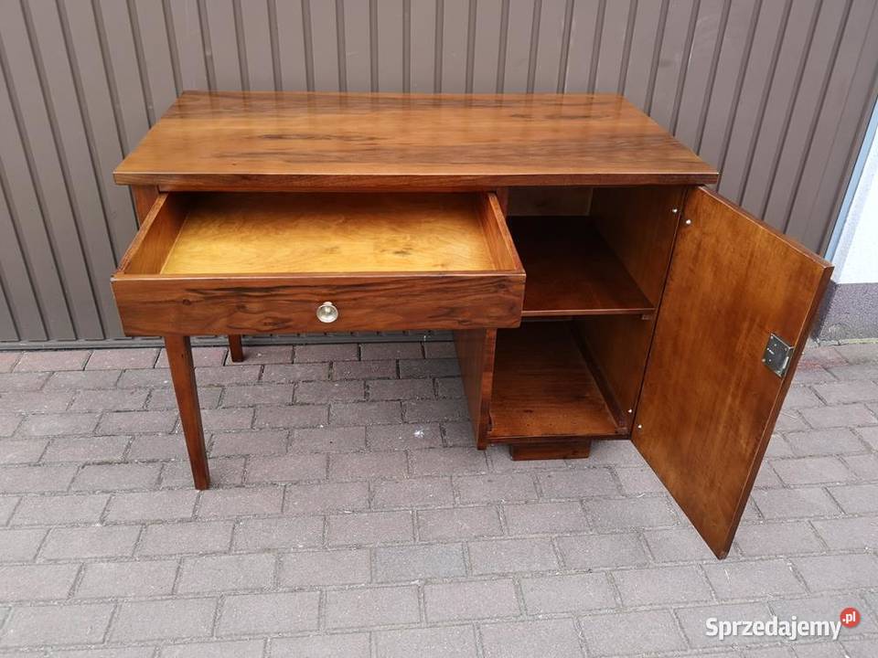 Biurko ARTDECO PRL Orzech Zgrabne Stare Swarzędz