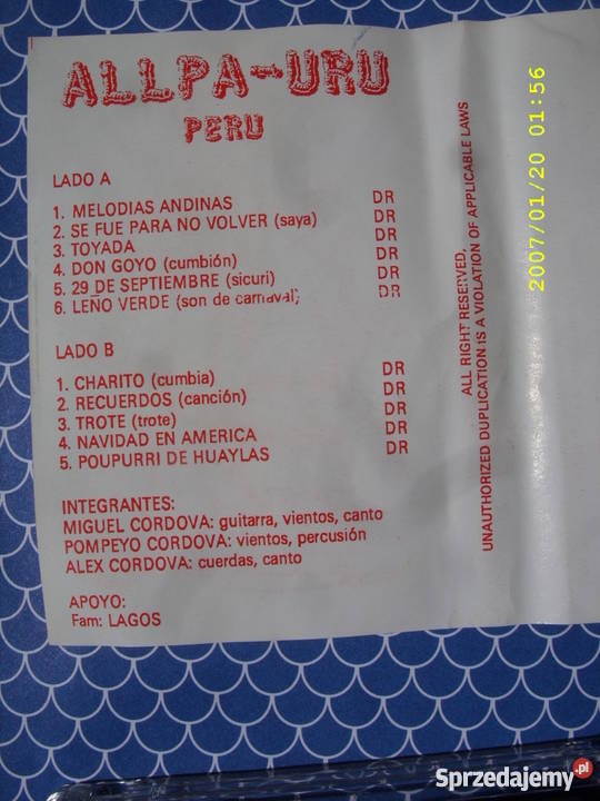 Folk kaseta ALLPA URU PERU Wołów
