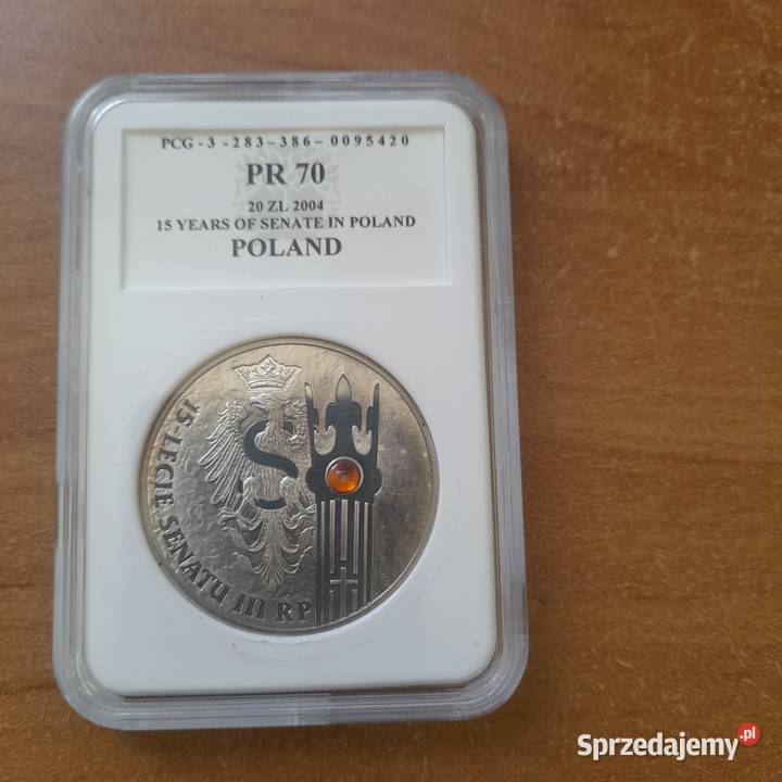 Moneta srebrna 15lecie Senatu III RP 20 z 2004 r sprzedam