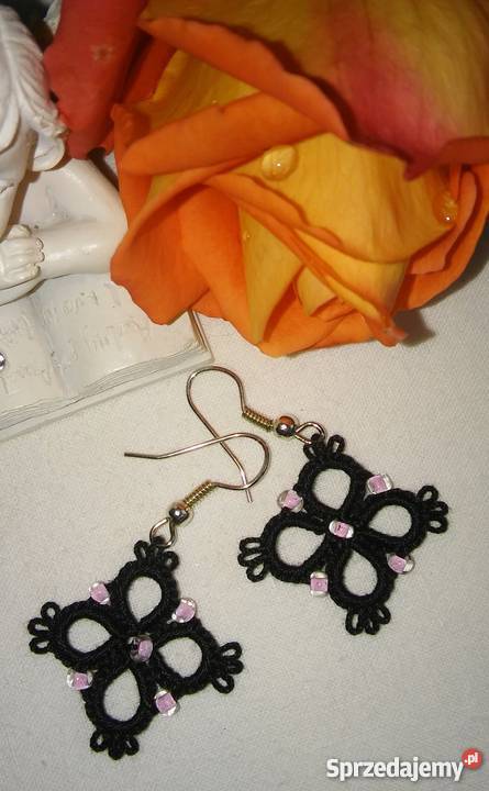 Kolczyki Frywolitkowe małopolskie Wiśniowa sprzedam