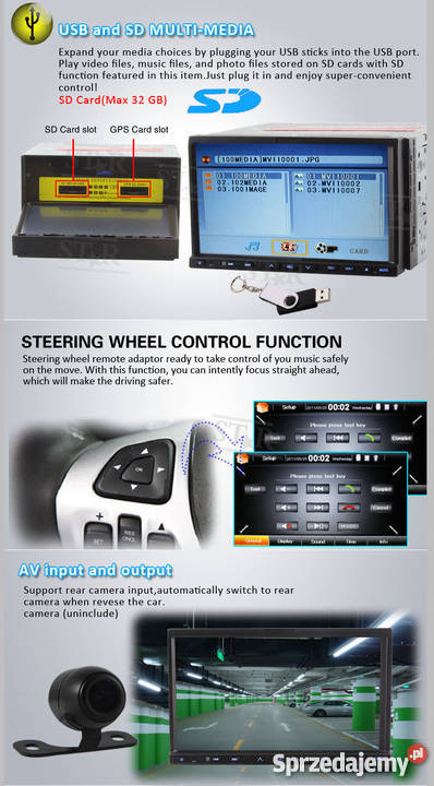 Radio 7 USB DVD MP3 Bluetooth TV iPod Karta