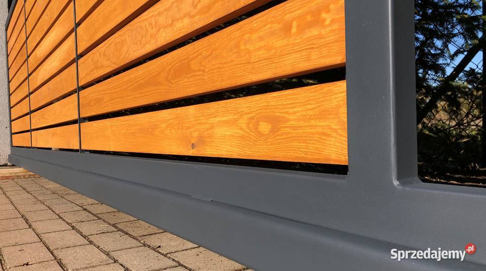 D12 Brama przesuwna drewniana drewno metal przesuwna Łódź