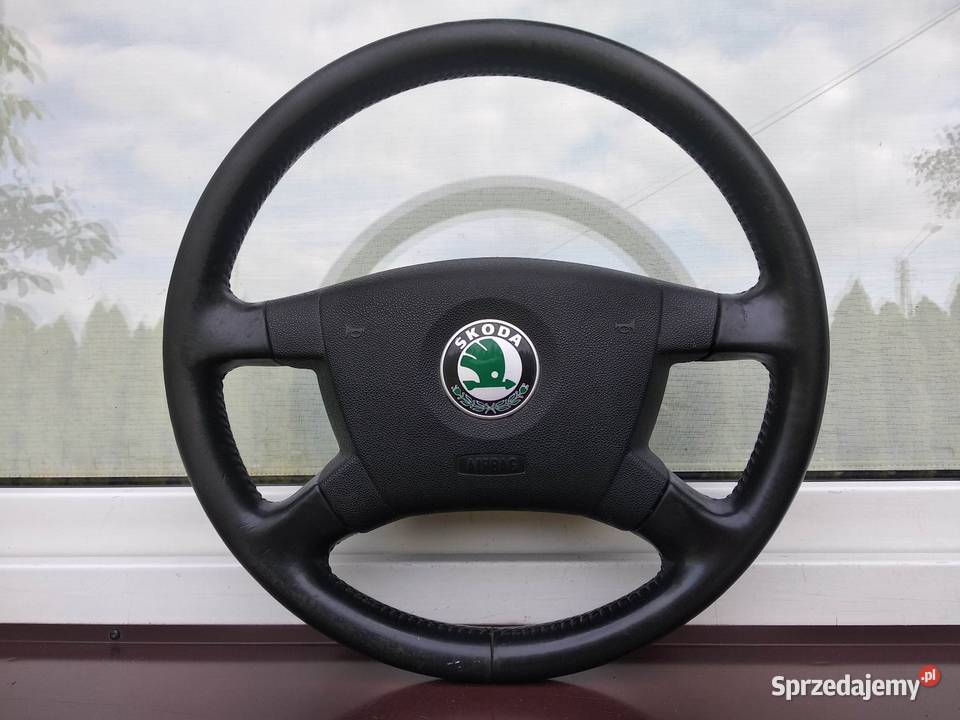 Skoda Fabia I 1 kierownica skórzana skóra Airbag