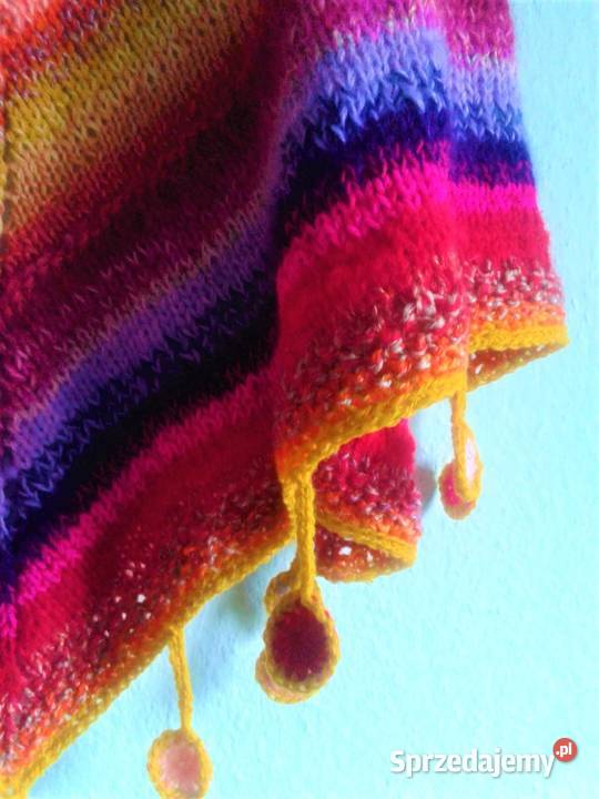 Duża chusta robiona na drutach Astry Katowice