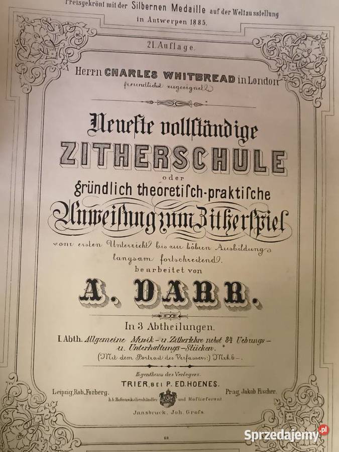 Cytra zither w futerale stara szkoła gry komplet Militaria Chorzew