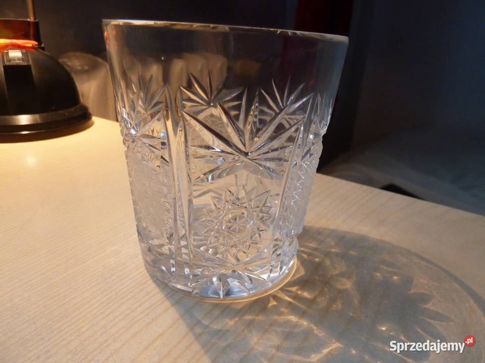 3 kryształowe zdobione szklanki Zawiercie 280 ml Warszawa