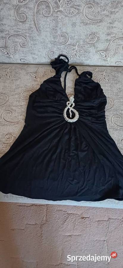 Bluzka czarna zawiązywana na szyi M Topy i koszulki