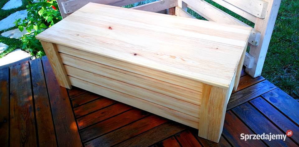 Skrzynia drewniana stolik kawowy pufa siedzisko Radków