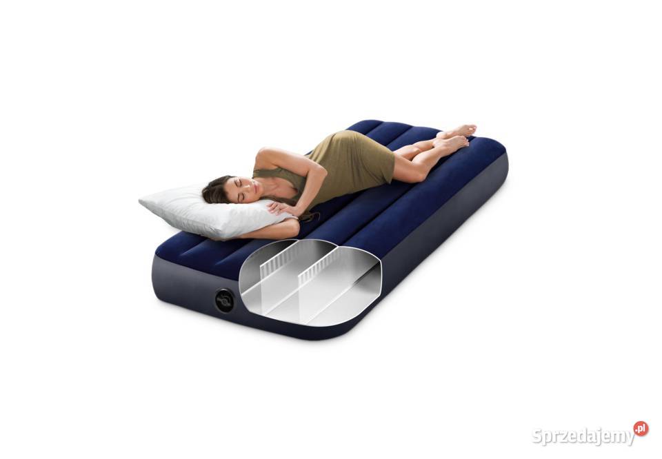 MATERAC DMUCHANY WELUROWY GRANATOWY JEDNOOSOBOWY Materace Poznań