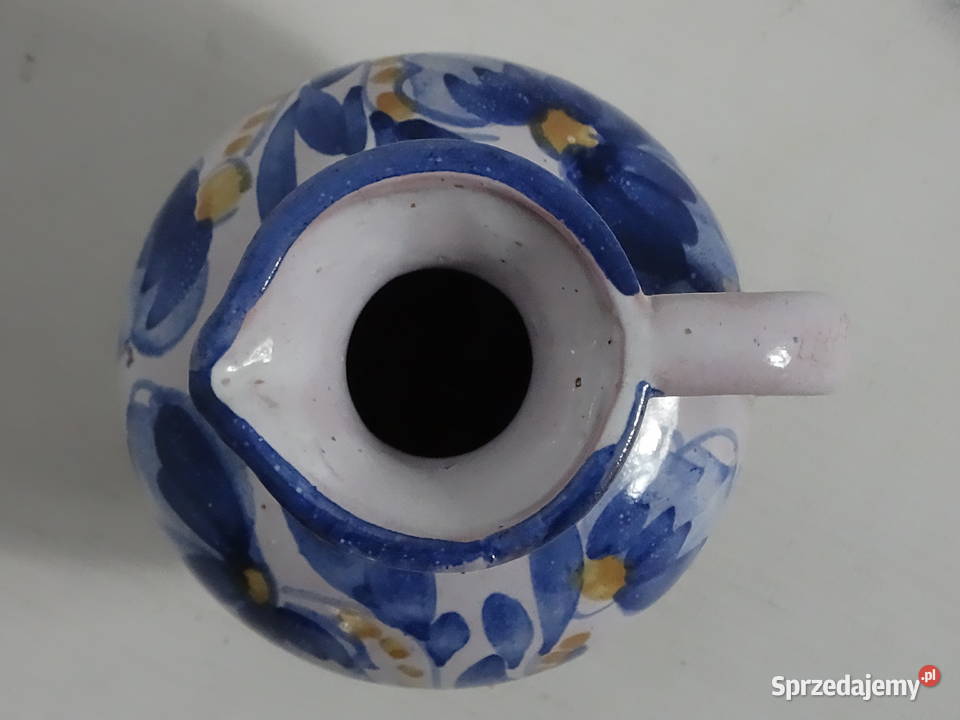 Uroczy ręcznie malowany dzbanek ceramiczny lubelskie Biłgoraj