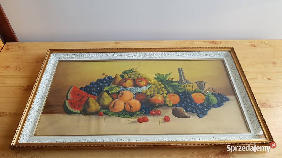 Stary obraz martwa natura w ramie skrzynkowej Dąbrowa Górnicza