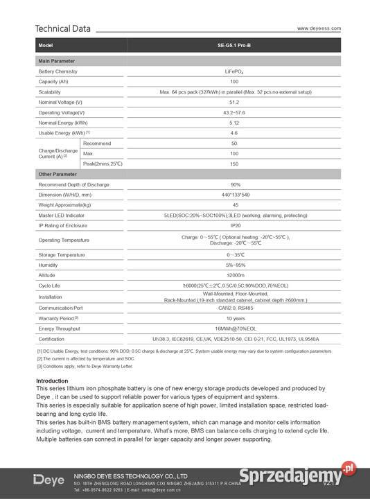 Bateria Magazyn Energii Deye SEG51 ProB 512kWh lubelskie Lublin