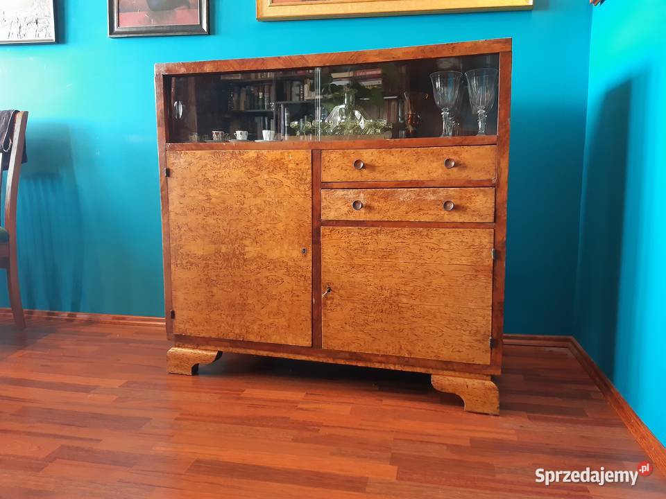 Wysoka komoda z witryną serwantka antyk Kraków