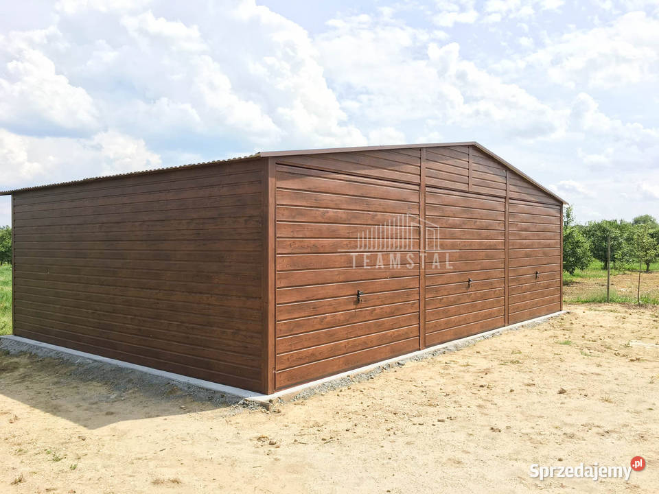 Garaz blaszany 9x6m 3x brama uchylna drzwi Turek