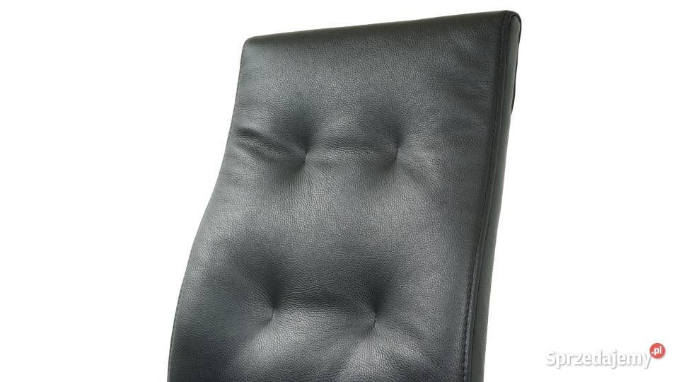 Krzesło PIRA Skóra Naturalna Czarna Nogi Stal 58cm Woźniki