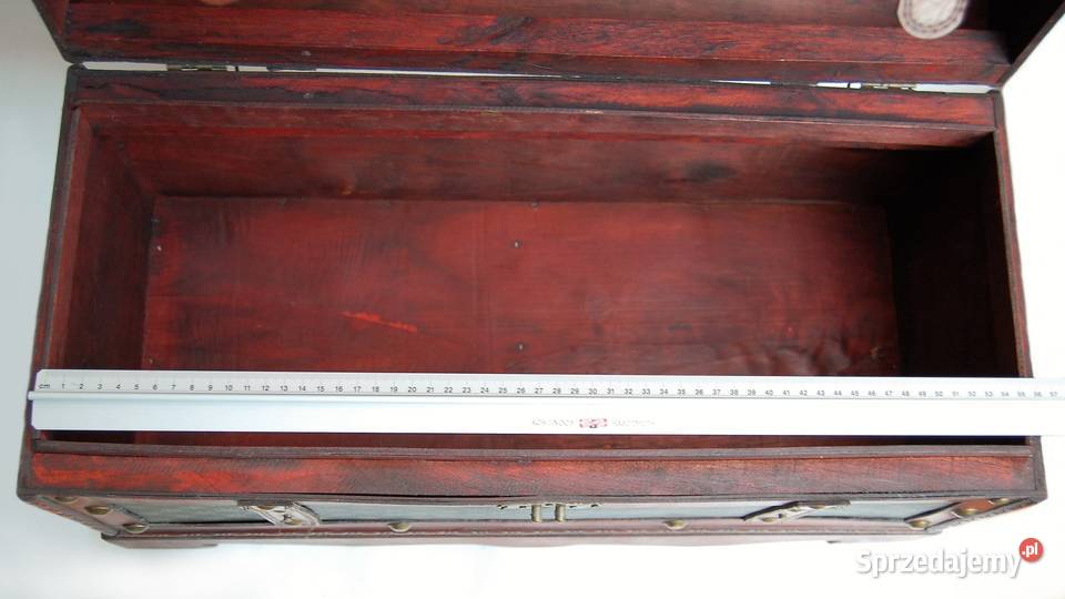 Duży kufer skrzynia drewniana vintage kolonialny 32cm Lublin