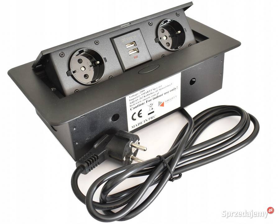 Przedłużacz biurkowy czarny 2 gniazda 2 porty sprzedam