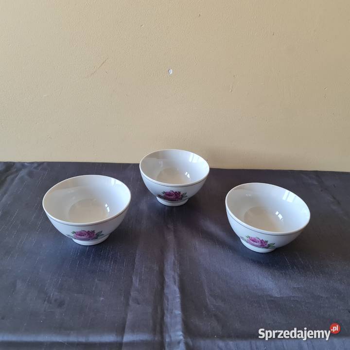 3 miseczki z porcelany PRL Warszawa