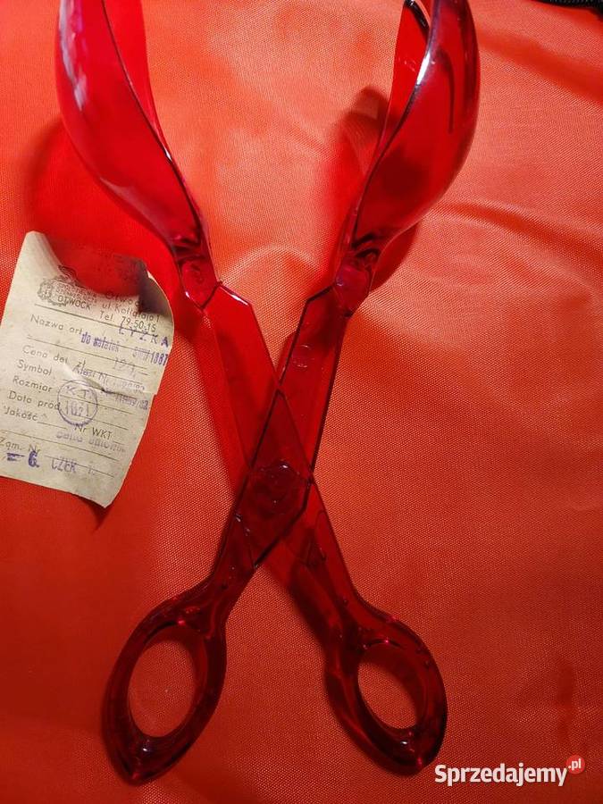 PRL Nowe łyżki czerwone składane tworzywo Wrocław