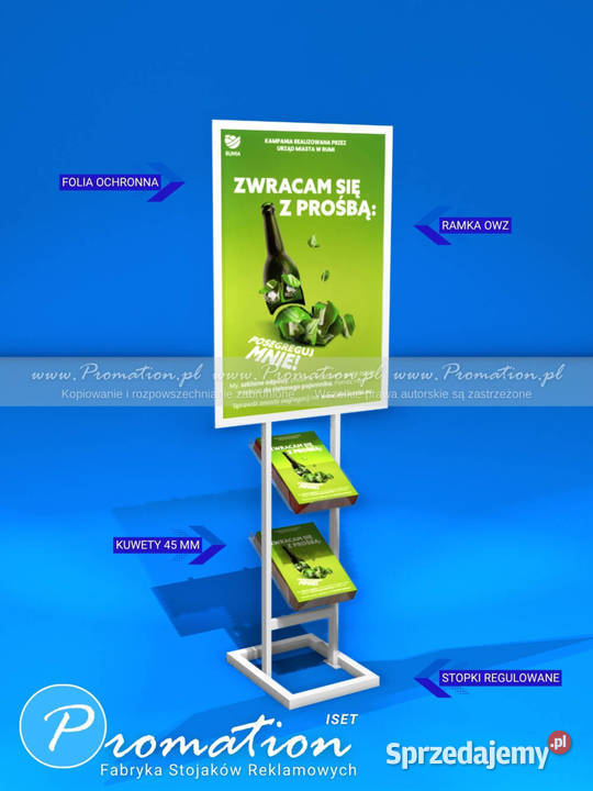 Biały stojak na plakat A1 i katalogi A4 do biura Warszawa