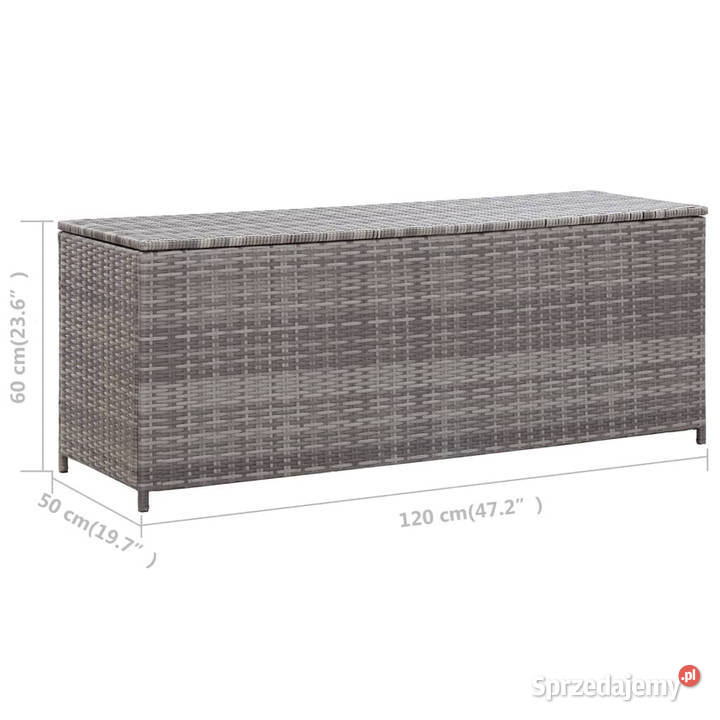 Skrzynia ogrodowa szara 120 x 50 x 60 rattan PE Meble ogrodowe Warszawa