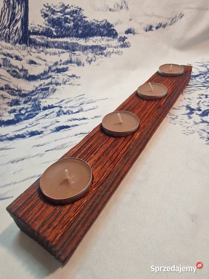 Świecznik Shou Sugi Ban drewno świerkowe Sępopol sprzedam
