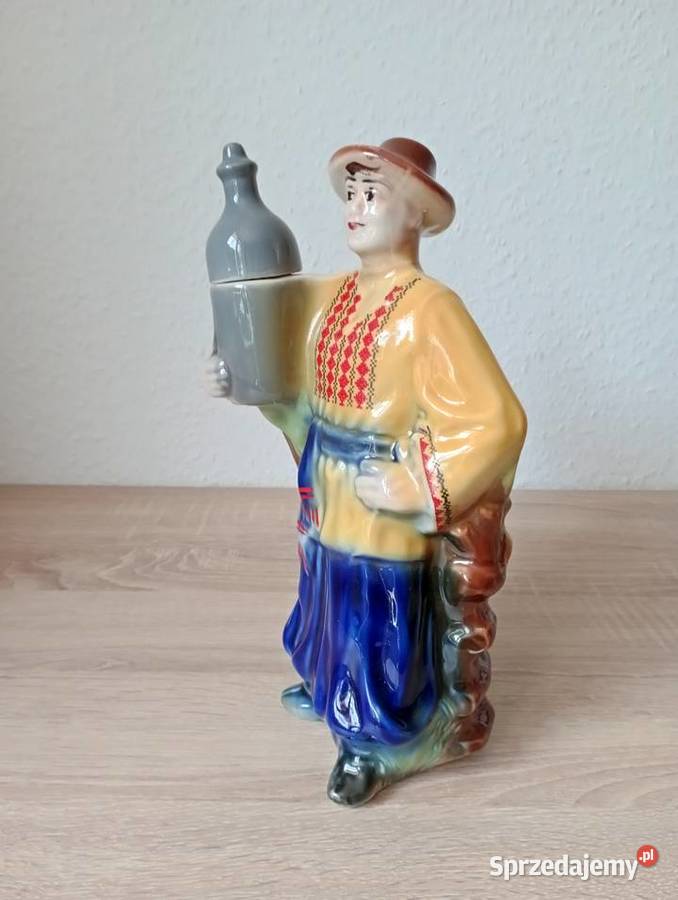 Ukraina Karafka sygnatury Wołyń Połonne Chłopiec Porcelana i szkło