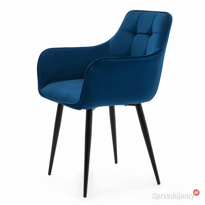 Granatowe Krzesło Tapicerowane Quattro Wysyłka Tarchały Małe